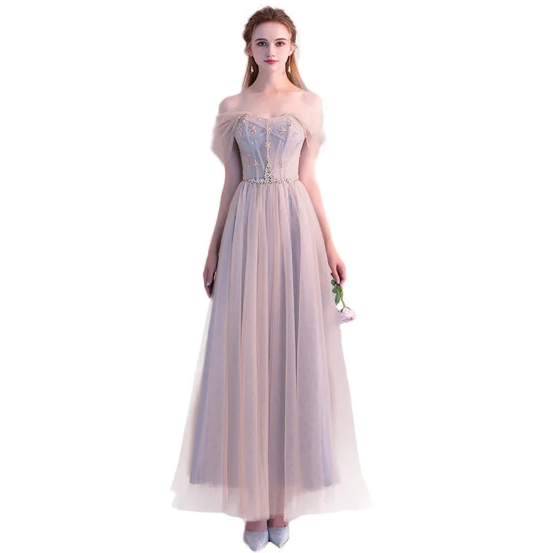 A8139 Dropship Beautiful Banquet Evening Dress Sweet Memory Floor Length Tulle Black Grey Celebrity Birthday Dresses