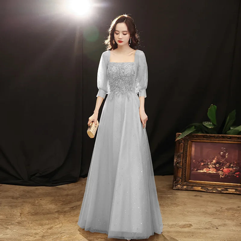 DSP Customise Elegant A Line Half Sleeves Prom Dresses 2025 Formal Evening Party Dress with Appliques Graduation Dresses Long