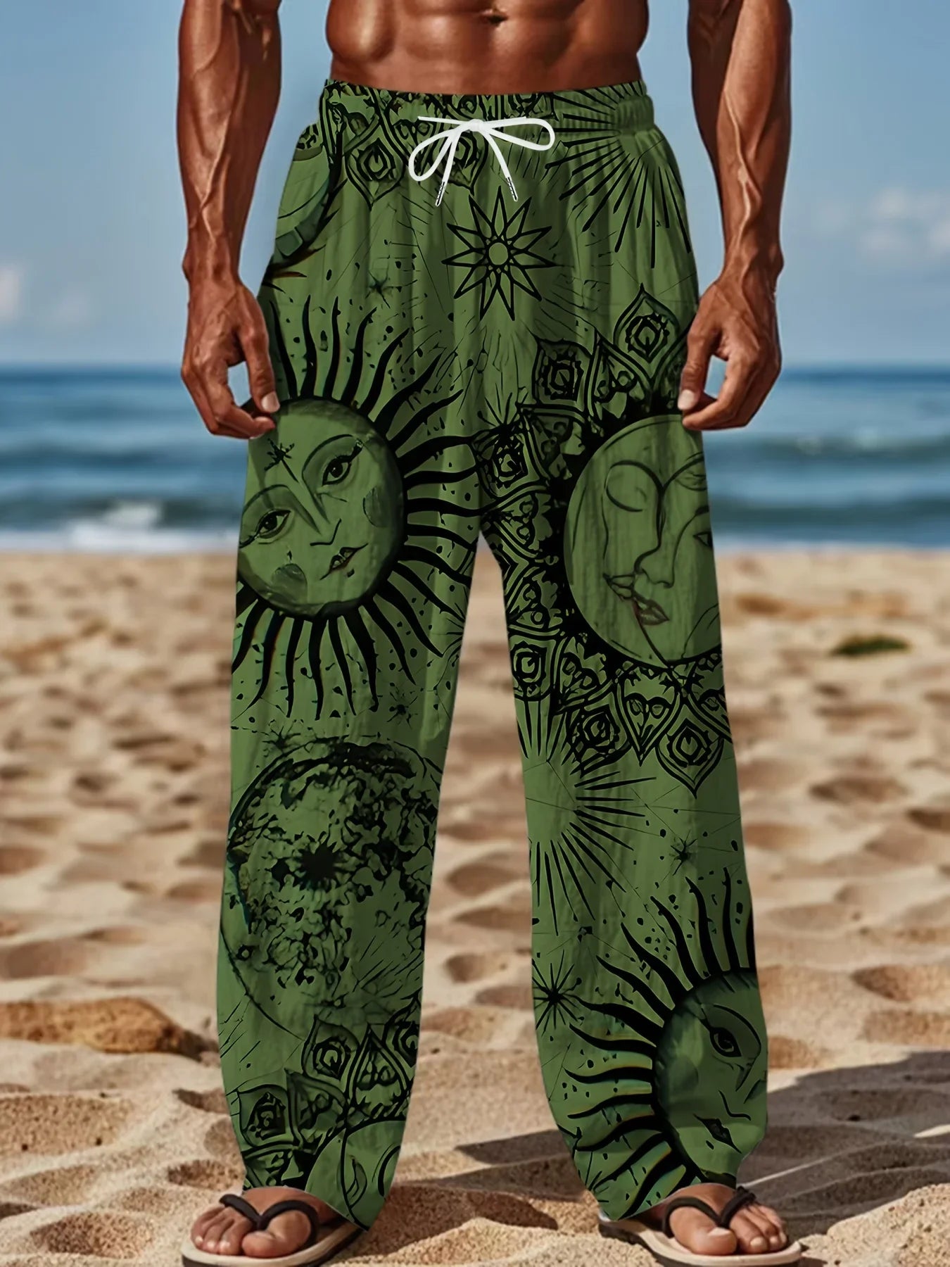 2025 Spring And Summer Hip-hop Men's Pants Casual Slim Loose Lightweight Pants Stretch Drawstring Beach Travel Essential Pants