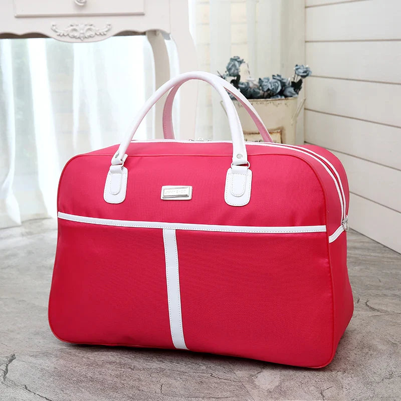 Large Capaci Travel Bag Women's Lightweight Pull Bag Portable ort Trip Hand Lage Bag with Wheels Faionable Ox Cloth