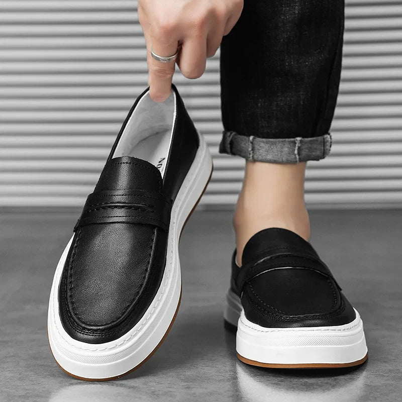 Classic Men's Genuine Leather Men Lazy Dress Shoes  High Quality Casual Loafers Comfortable Driving Shoes Moccasin Fashion Male