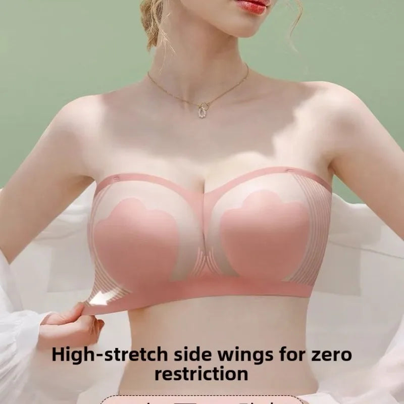 Strapless Minimizer Bra for Large Bust Ultra Thin Full Coverage Wire Free Push Up Anti-Slip Band Anti-Sag Side Support Seamless