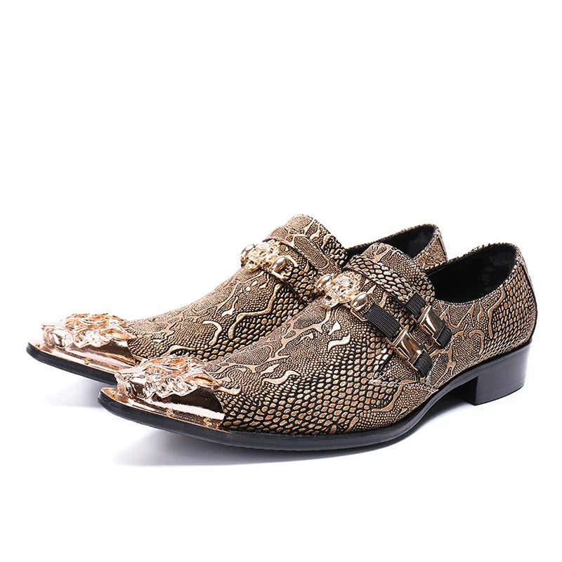 Iron Toe Shoes Men's Real Personality Custom Luxury Office Formal Wedding Original Design Retro Casual Leather Shoes