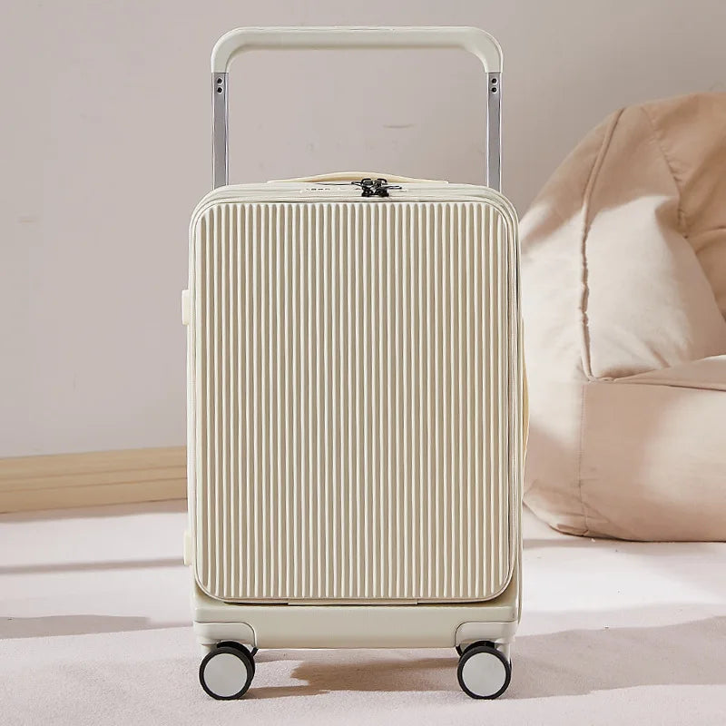20"24"26 Inch Front Opening Travel Suitcase Luggage Laptop Boarding Case USB Charging Trolley Case with Wheels Carry on Luggage