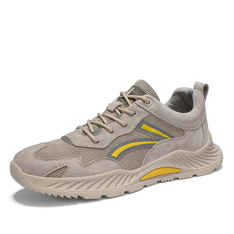 Casual Shoe Genuine Leather Breathable Comfortable Mesh Shoes High Quality Non-Slip Rubber Leisure Shoes Men Thick Sole Sneakers