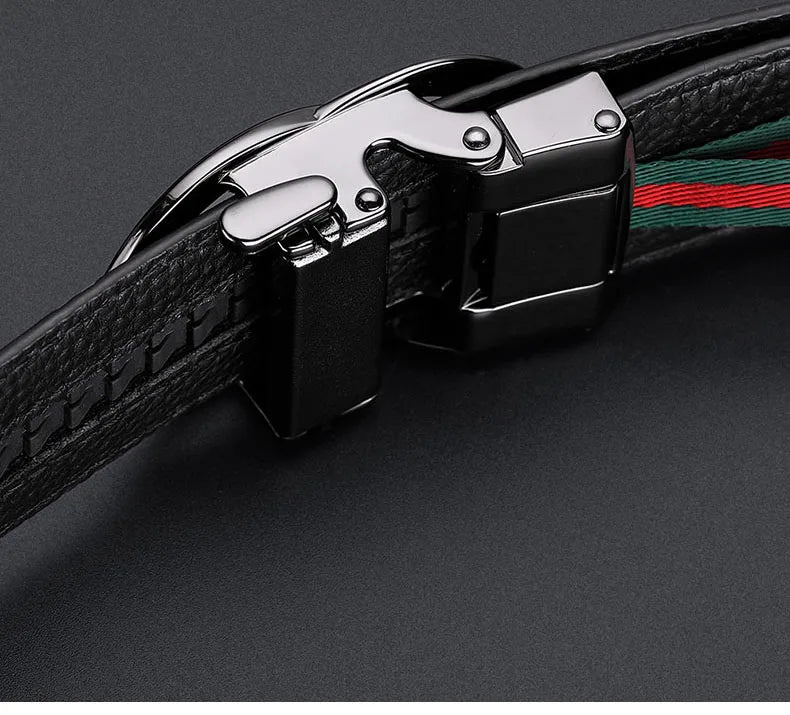 Men's high-end leather belt, automatic buckle belt, fashionable and versatile belt