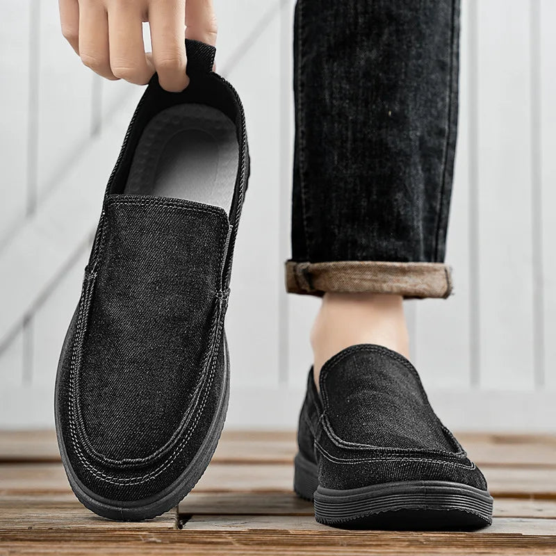New Shoes for Men Classic Denim Canvas Shoes Slip on Comfortable Driving Shoes Men's Loafers Casual Walking Flats Zapatos Hombre