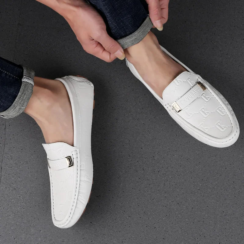 Men High Quality Leather Loafers Men Casual Outdoor Shoes Moccasins Slip on Men Business Shoes Male Driving Shoes Bean Shoes