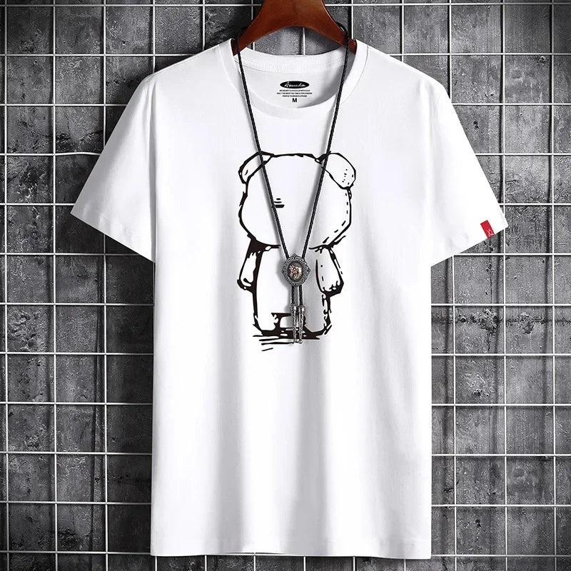 T-shirts for Men streetwear Casual Gym Tops 2025 Summer Cotton O-Neck Short sleeve Tee Oversized Anime basketball Sports t-shirt