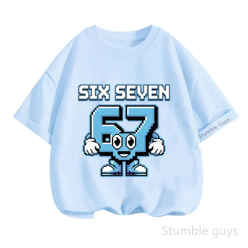 Summer Boys Clothes Girls 67 Print Tshirt Six Seven T-shirt Kids 3-14Y Short Sleeve Casual Tee