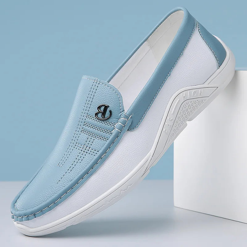 Men Cow Leather Casual Shoes Breathable White Sneakers Fashion Driving Walking Tennis Shoes for Male Flats Luxury Designer Shoes