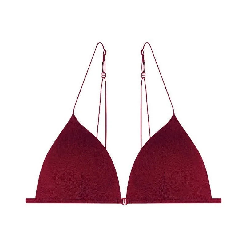 Sexy Front Closure Bralette & Panties Set Women's Underwear Padded Wire-free Strappy Push Up Bra
