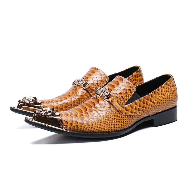 Iron Toe Shoes Men's Real Personality Custom Luxury Office Formal Wedding Original Design Retro Casual Leather Shoes