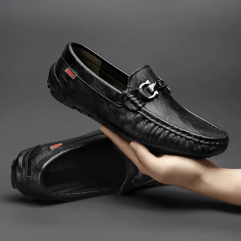 Moccasin Loafers Man Casual Shoe Square Toe Flat Leather Shoes For Men Soft Velvet Fashion 2025 2025 New Arrivals Cowhide