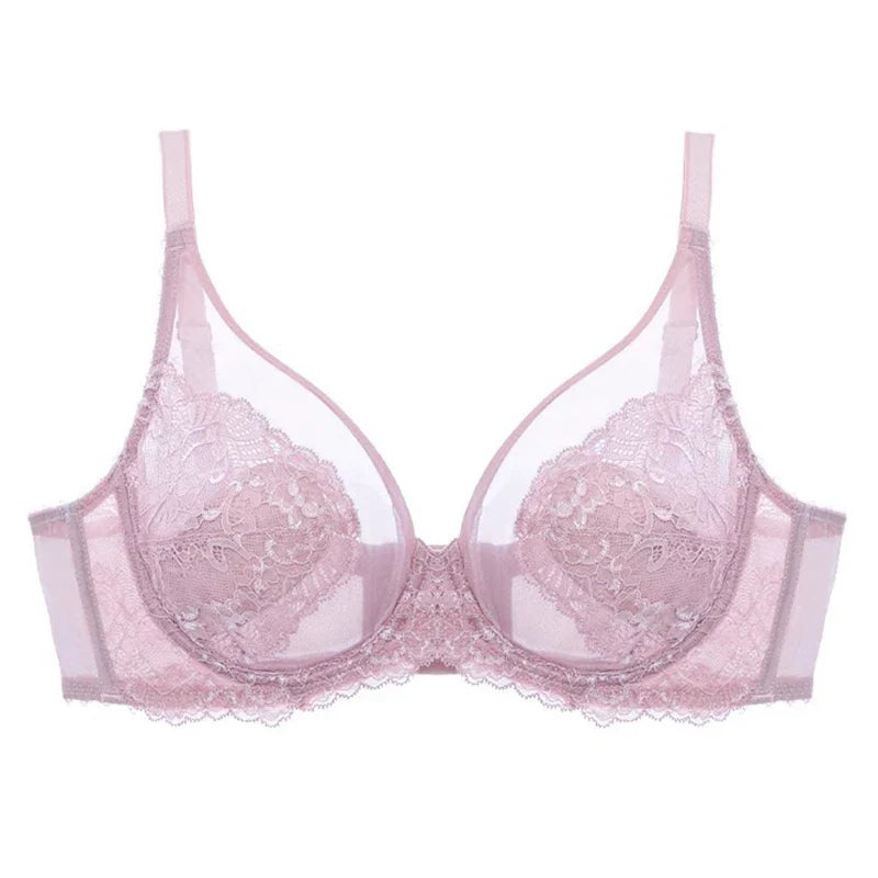 Lingerie Women's Thin Bras Lace Full Cup Bras Beautifully Embroidered BrasAnti-Sagging Ultra-Thin Bras