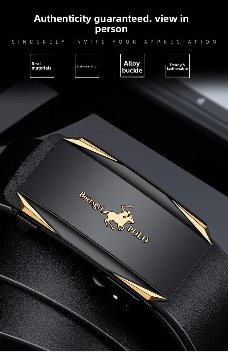 Paul Men's Leather Belt Fashionable Casual Automatic Buckle Waist Belt for Middle-aged And Young Men Business Style Belt