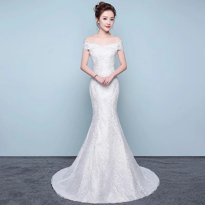 XXN-054B#Waist Cinching Fish Tail Dress 2025 New Palace Bride Slimming Wedding Dress With One Shoulder Cheap Wholesale China