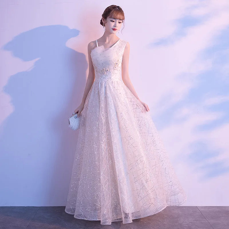 Ele Blue adient Starry  Evening Gown Women's Faion ow Host Ball Dr Autumn New Arrival Chinese Production