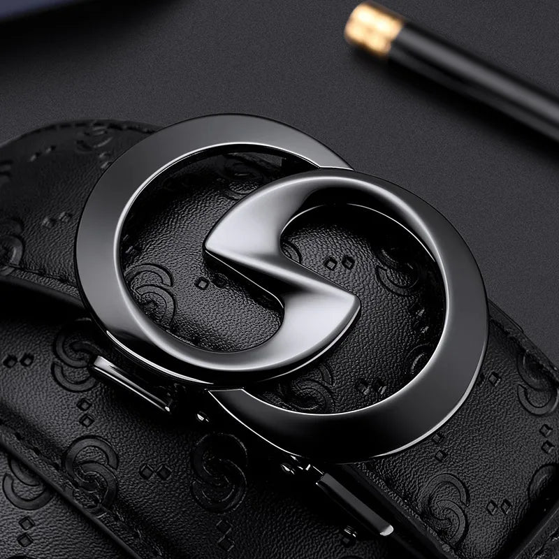 Men's high-end leather belt, automatic buckle belt, fashionable and versatile belt