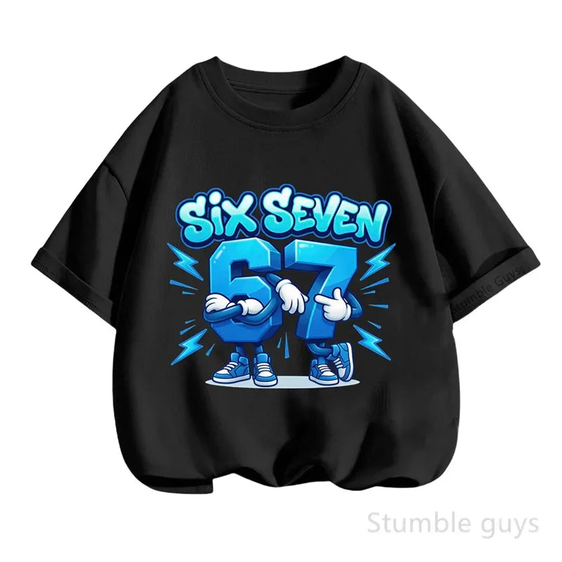 Summer Boys Clothes Girls 67 Print Tshirt Six Seven T-shirt Kids 3-14Y Short Sleeve Casual Tee