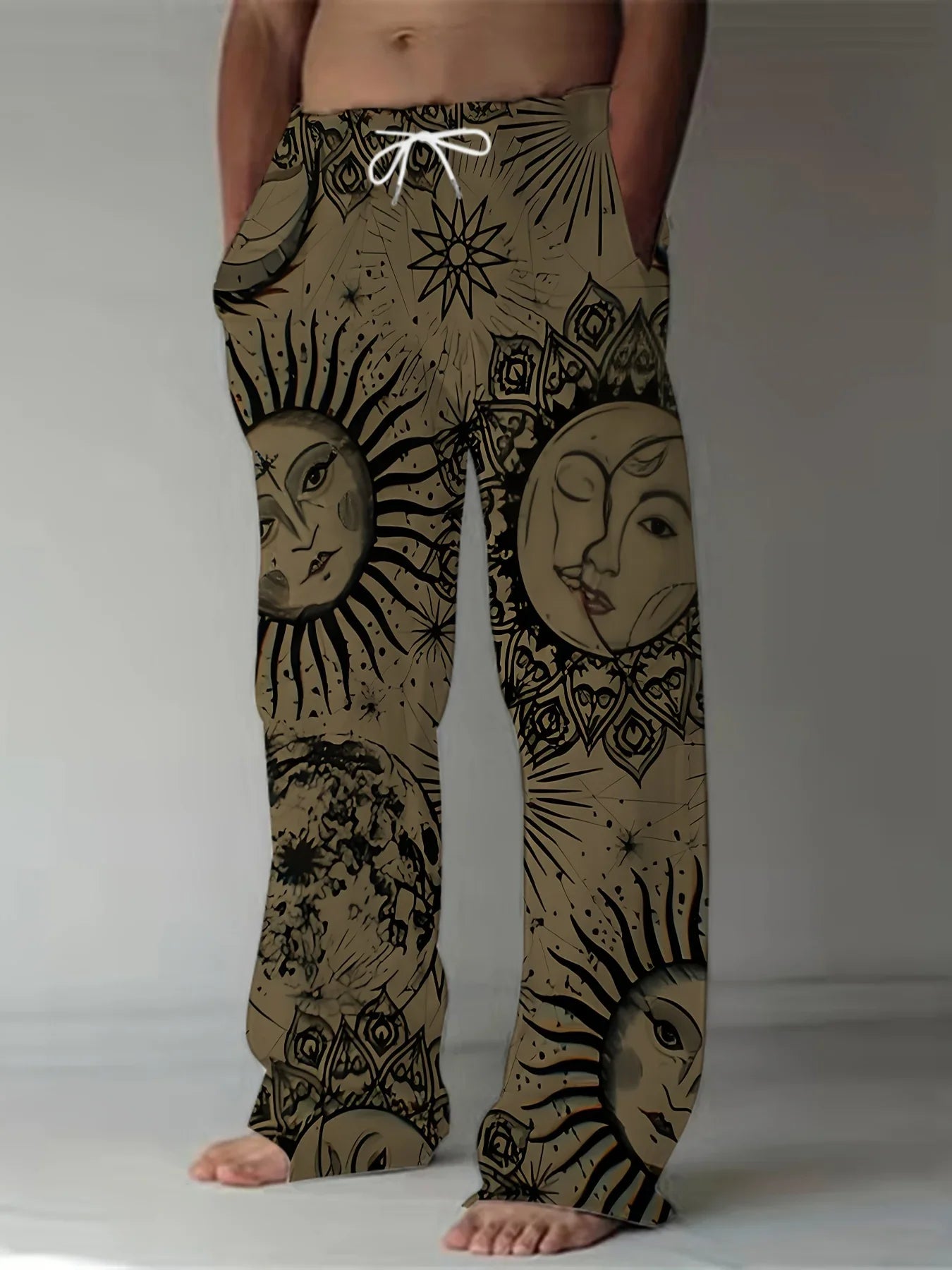 2025 Spring And Summer Hip-hop Men's Pants Casual Slim Loose Lightweight Pants Stretch Drawstring Beach Travel Essential Pants