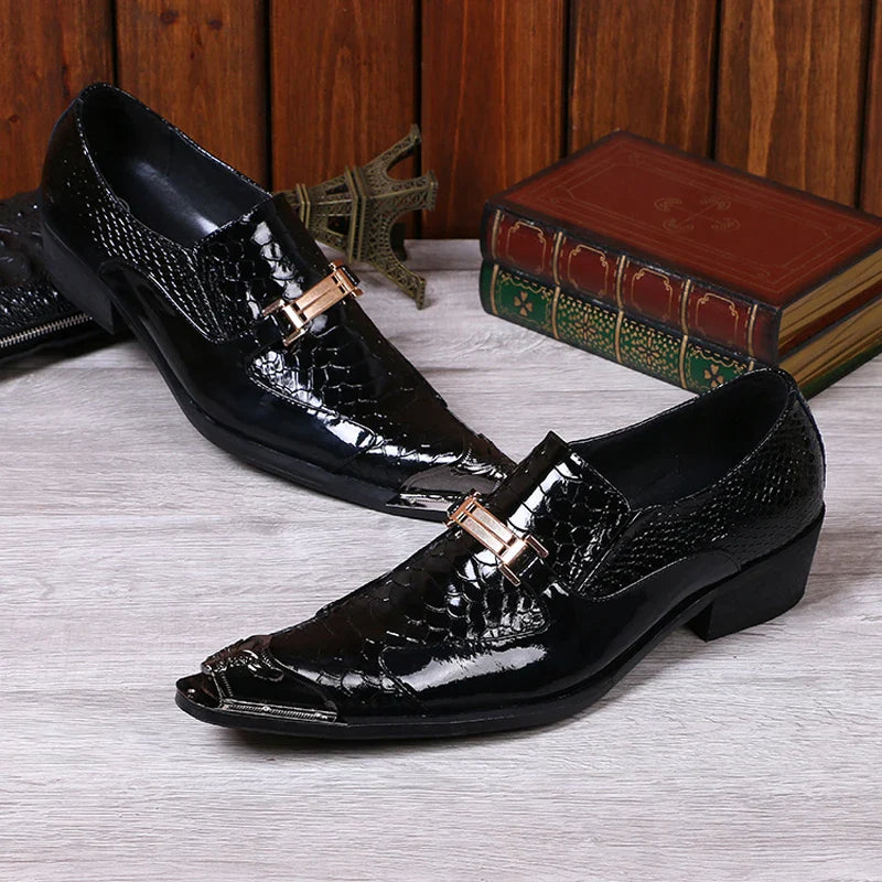 Iron Toe Shoes Men's Real Personality Custom Luxury Office Formal Wedding Original Design Retro Casual Leather Shoes