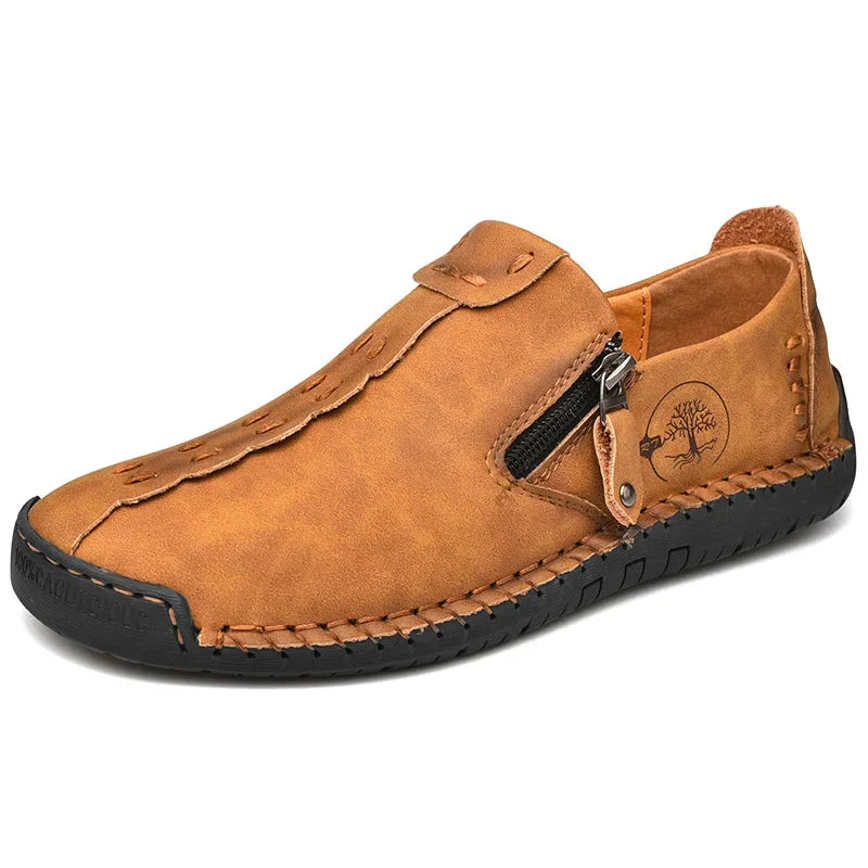 100% Cowhide Men'S Large Size 48 Hand-Sewn Casual Fashionable Leather Shoes, Loafers, Breathable Walking Casual Men'S Shoes