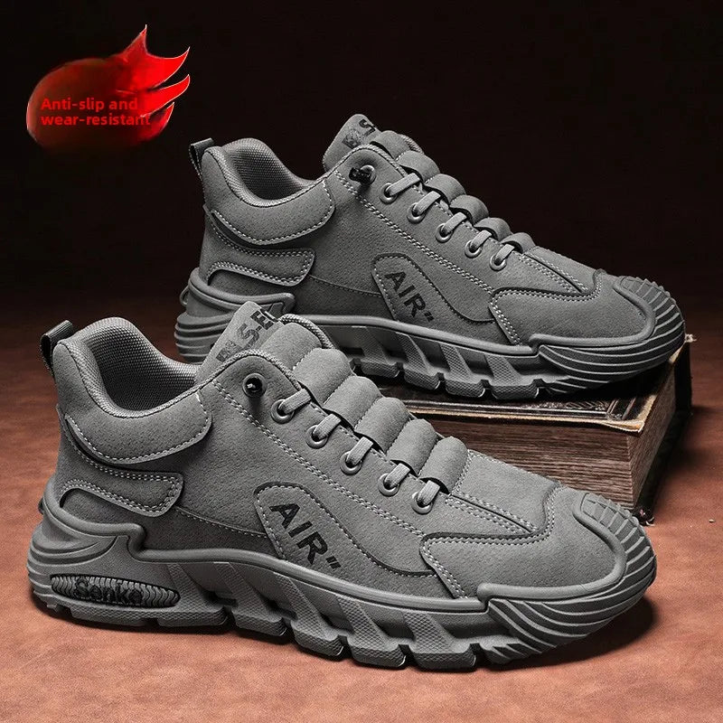 Men's Casual Sport oes Waterproof Non-Slip Wear-Resistant Construction Site Work oes Easy-To- Wear Slip-On Heightening