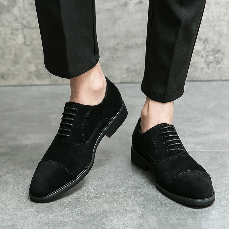 Men's Charm Pointed Shoes Suede brown Male Dress Wedding Homecoming Footwear Zapatos Hombre