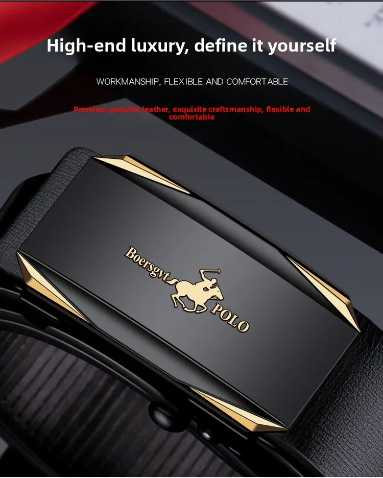 Paul Men's Leather Belt Fashionable Casual Automatic Buckle Waist Belt for Middle-aged And Young Men Business Style Belt