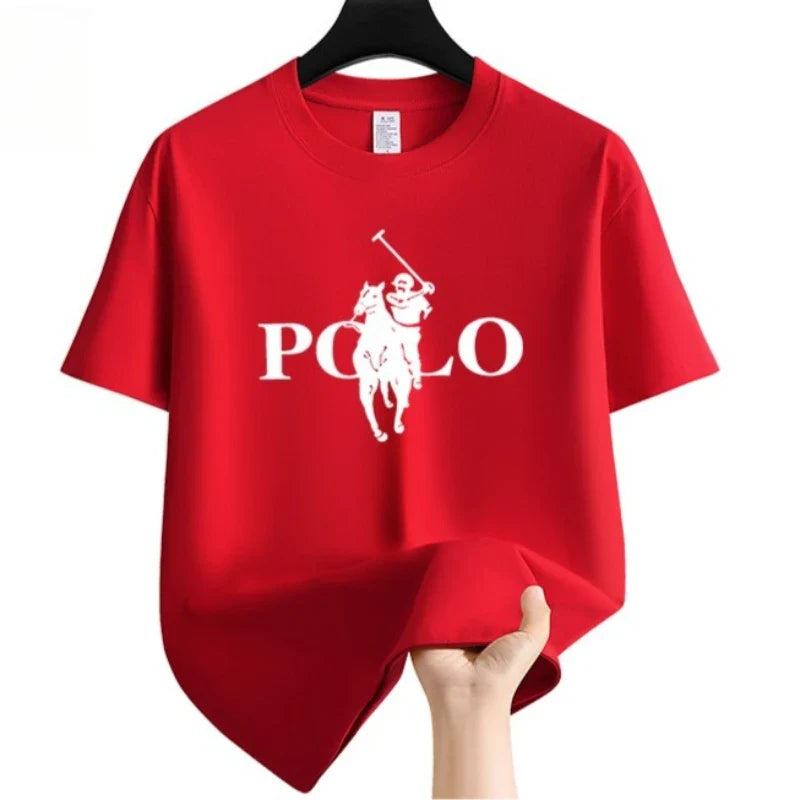 Men's Summer Fashion Brand Clothing  Casual Business Shorts  Loose Sleeve Versatile Round Neck T-Shirt  Breathable T-Shirt