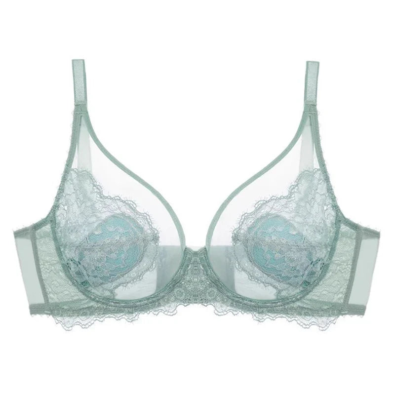 Lingerie Women's Thin Bras Lace Full Cup Bras Beautifully Embroidered BrasAnti-Sagging Ultra-Thin Bras