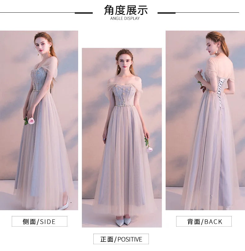 A8139 Dropship Beautiful Banquet Evening Dress Sweet Memory Floor Length Tulle Black Grey Celebrity Birthday Dresses