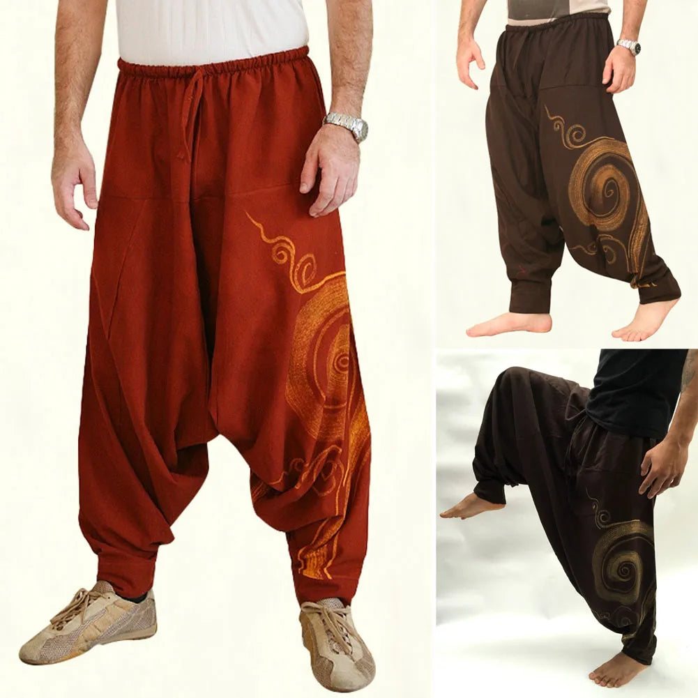 Men's Hippie Yoga Harem Pants Casual Elastic Waist Baggy Men Baggy Hippie Boho Gypsy Aladdin Hippie Boho Aladdin Alibaba Harem