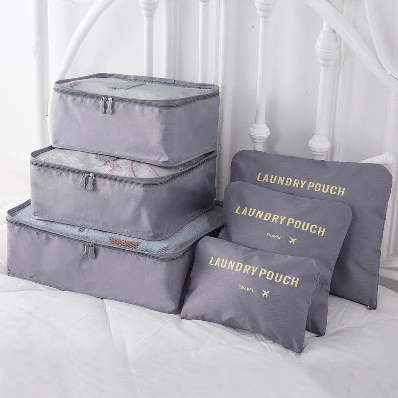 6-Piece Set Oxford Travel Storage Bags, Waterproof Organizer for Clothes, Underwear, Shoes, Portable Luggage Packing Kit