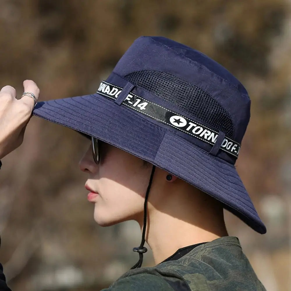 1Pcs Beach Wide Brim Bucket Hat Summer Hiking Sombrero UV Protection Cap Gorro Fishing Camping Sun Hat for Men Women