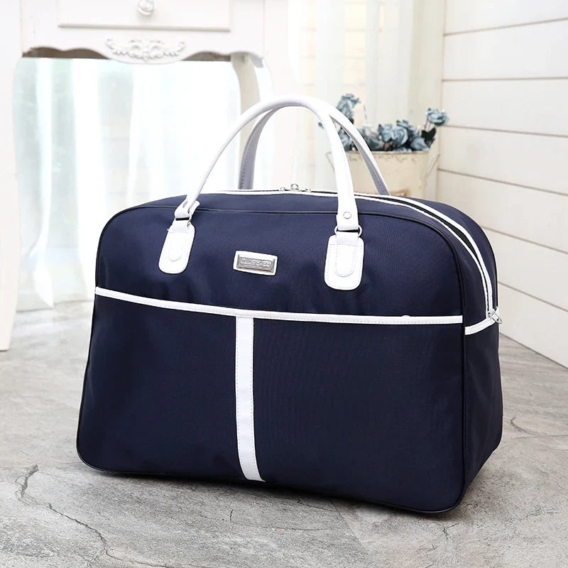 Large Capaci Travel Bag Women's Lightweight Pull Bag Portable ort Trip Hand Lage Bag with Wheels Faionable Ox Cloth