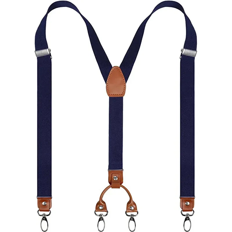 2.5cm 4 Clips Suspenders Clips for Men Y-Back Jeans Hook Buckle Adjustable Pant Braces Straps for Shirt Suit Pants Suspender