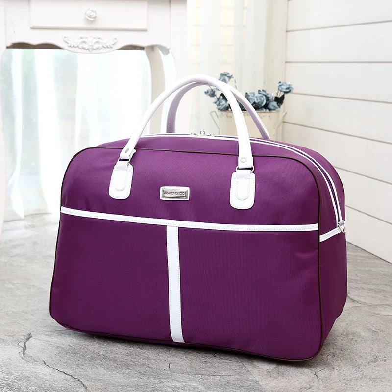 Large Capaci Travel Bag Women's Lightweight Pull Bag Portable ort Trip Hand Lage Bag with Wheels Faionable Ox Cloth