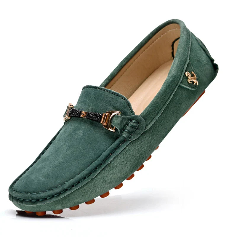 YRZL Loafers Men Casual Fashion Suede Men Shoes Lightweight Soft Genuine Leather Moccasins Slip on Driving Shoes for Men Size 48