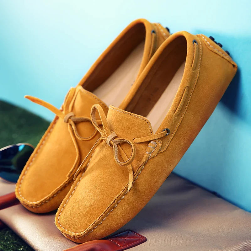 Ultra-light  Suede Leather Men's Loafers Solid Color Walking Shoes Soft-Soled Comfy Man Drive Flats Men Casual Shoes Moccasins