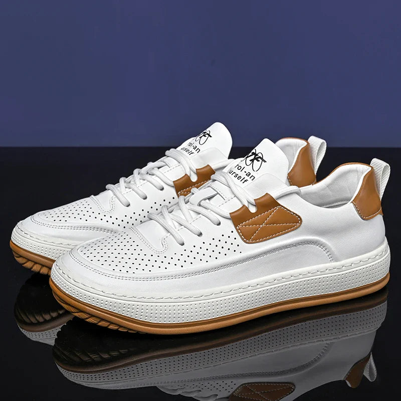 Men Genuine Leather Summer Shoes Outdoor Sneakers Fashion Skateboard Shoes Men Sports Shoes  Comfortable Men Shoes