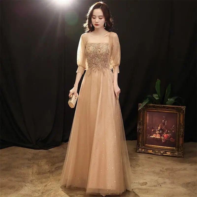 DSP Customise Elegant A Line Half Sleeves Prom Dresses 2025 Formal Evening Party Dress with Appliques Graduation Dresses Long