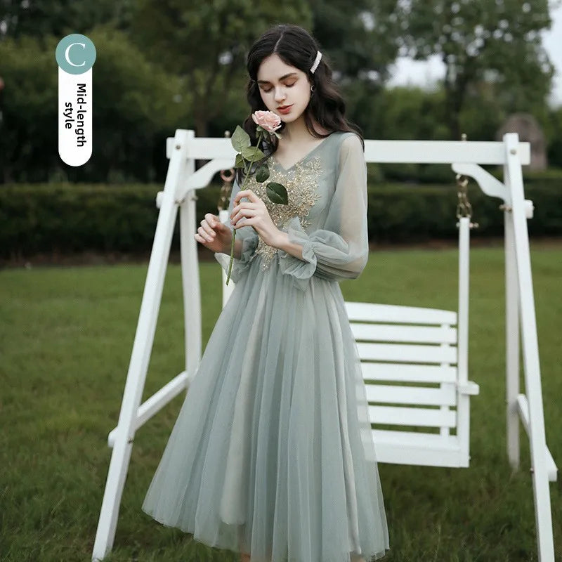 Spring 2024 Maids of  Dr Ele een Fairy T Wedding Banquet Long Skirt Women's Friend Maids of  Outfit