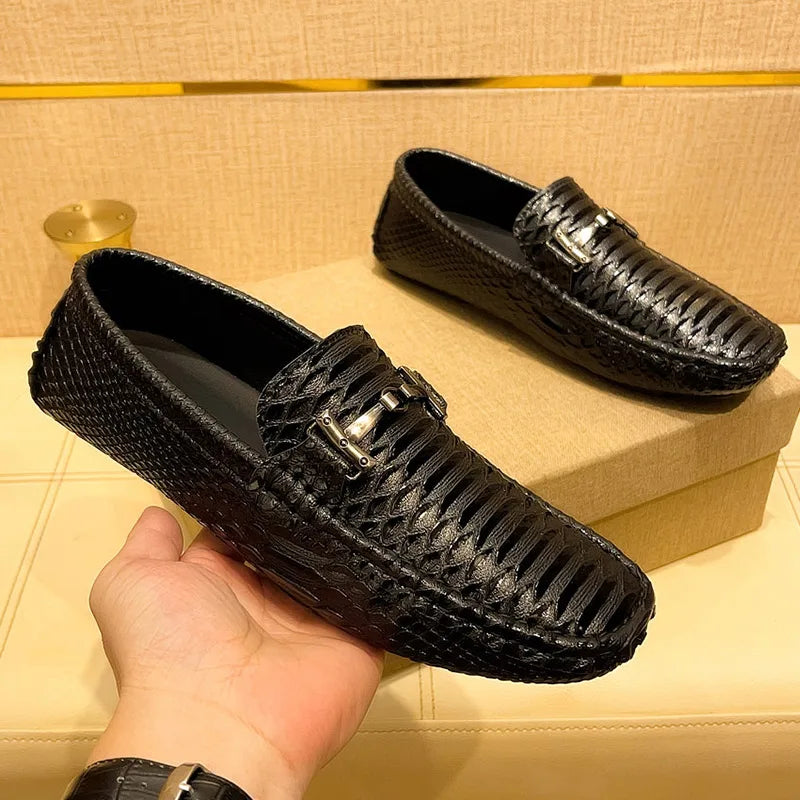 Handmade Business Loafers Classic Leather Casual Shoes Breathable Men Driving Shoes Fashion Moccasins Leisure Walk Slip on Flats
