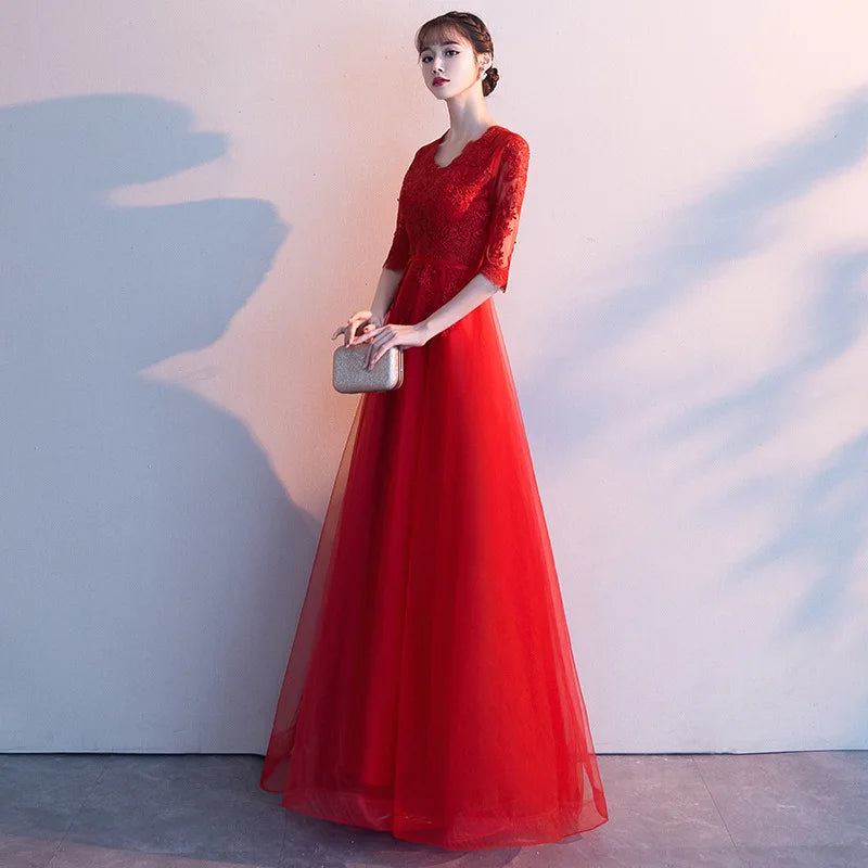 Evening dress dress women's 2026 autumn new banquet temperament long black socialite dress choir performance uniform