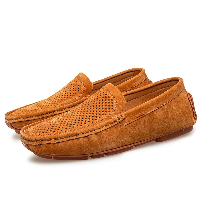 New Men's Casual Leather Matte Bean Shoes Fashionable Comfortable Breathable Men's Driving Shoes Loafers