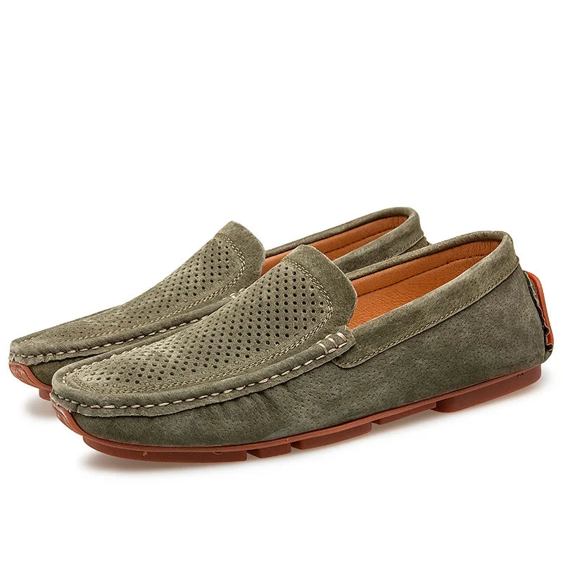 New Men's Casual Leather Matte Bean Shoes Fashionable Comfortable Breathable Men's Driving Shoes Loafers