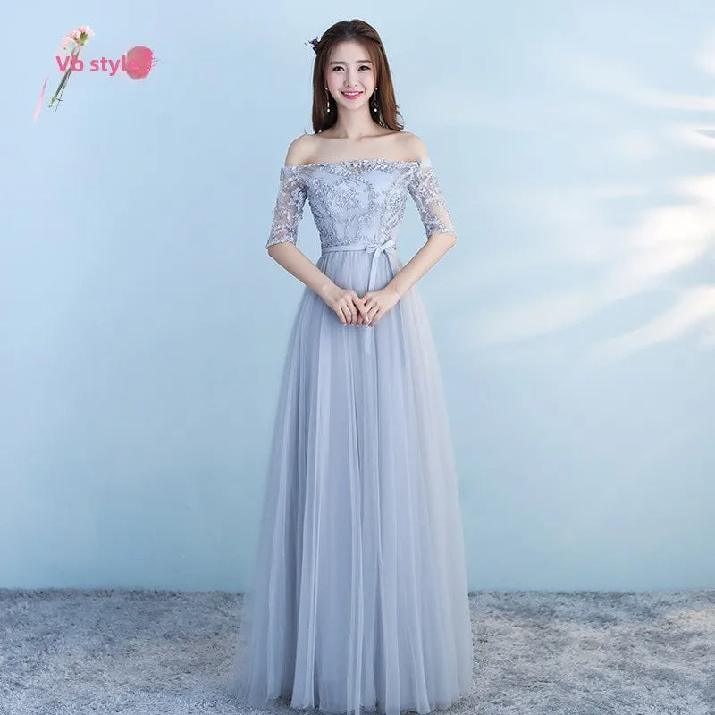 Long Blue Maids Dr Ele A-Line Skirt Wedding Par Fem Friend Gown Bridalmaid Outfit Summer Formal Women's Dr