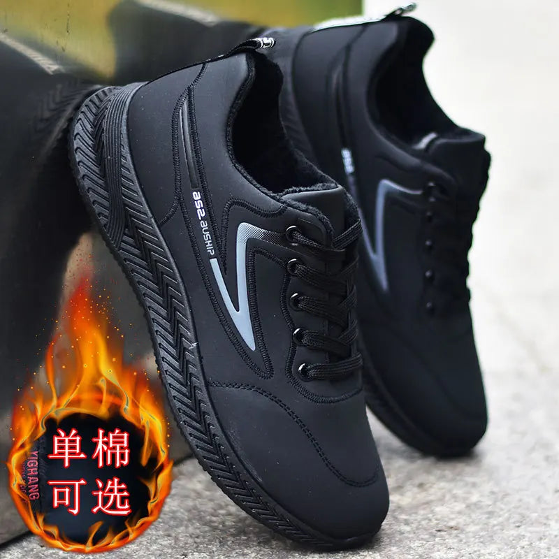 Men's Winter Waterproof Fce Lined Thi Leather Surface Sport oes Anti Slip Warm Cotton Running Casual oes All Match L...